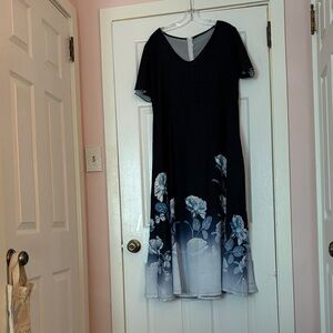 Amazon Navy with light blue Floral Midi Dress